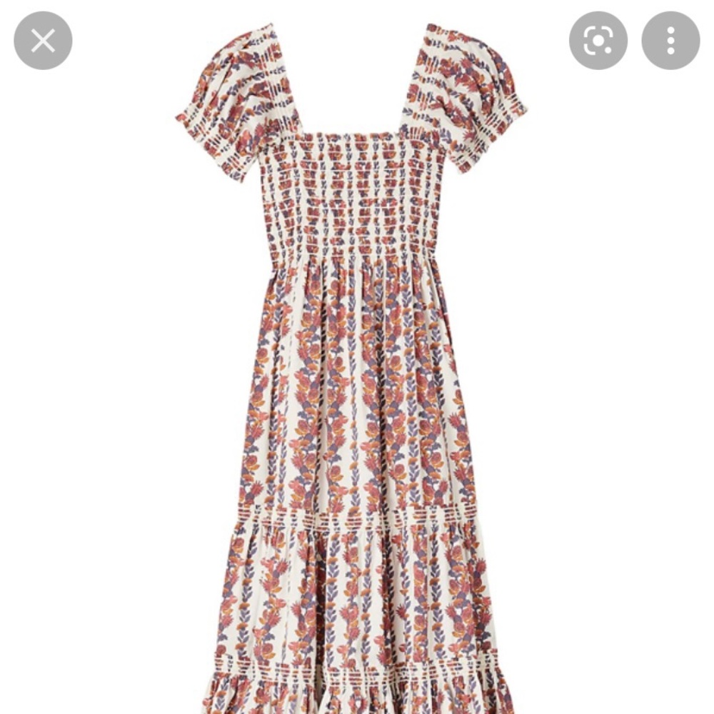 Tory Burch printed smocked midi dress size medium